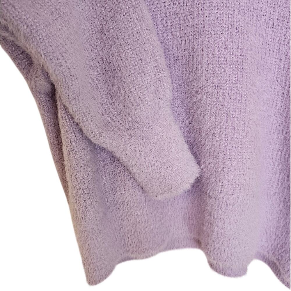 Vigoss Mock Neck Sweater Lavender Purple Fuzzy Cropped Pullover Size Medium - Picture 4 of 6